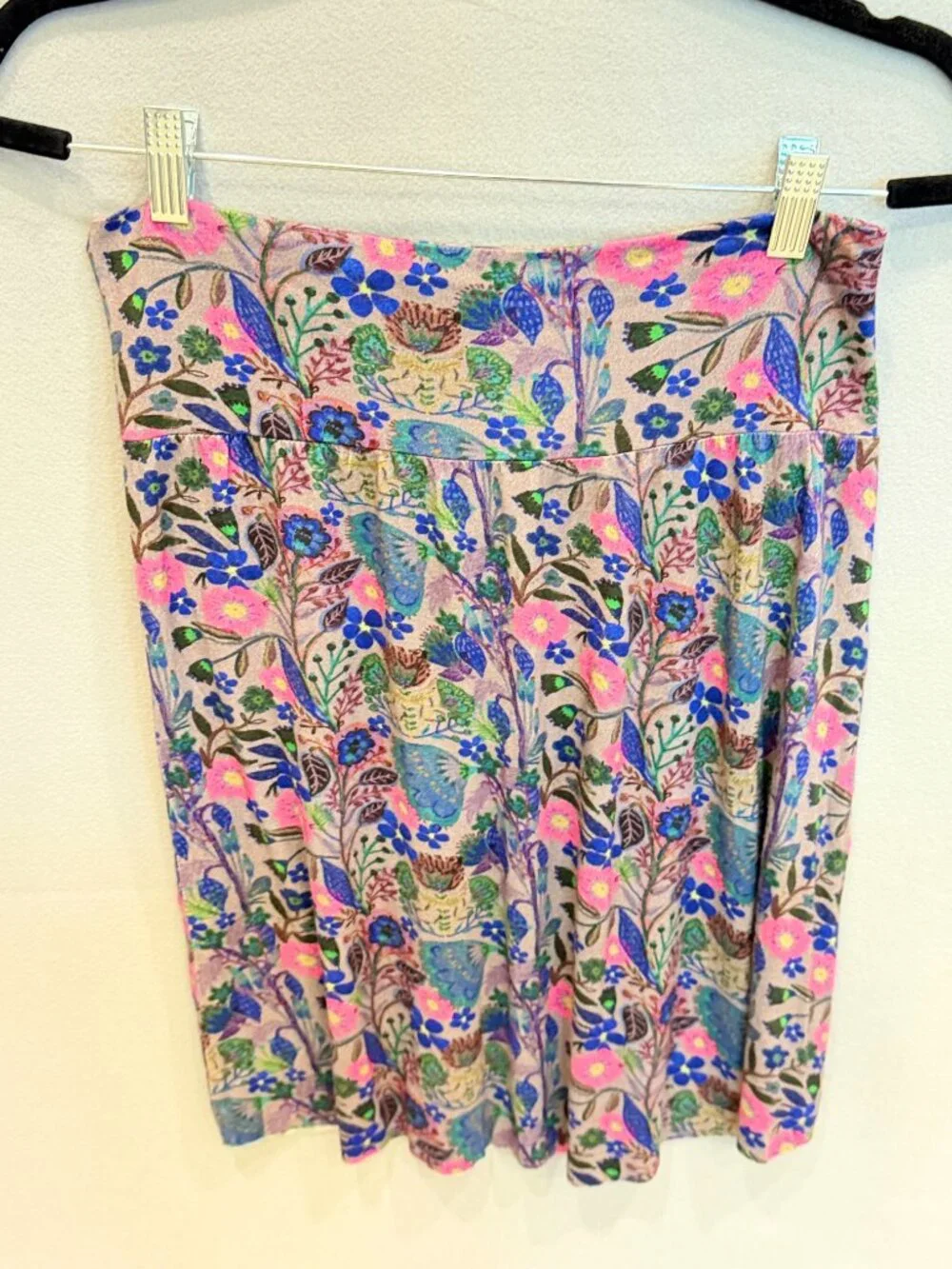 Natural Life Floral Boho Mini Midi Skirt Cottagecore Fairycore Festival Rayon M